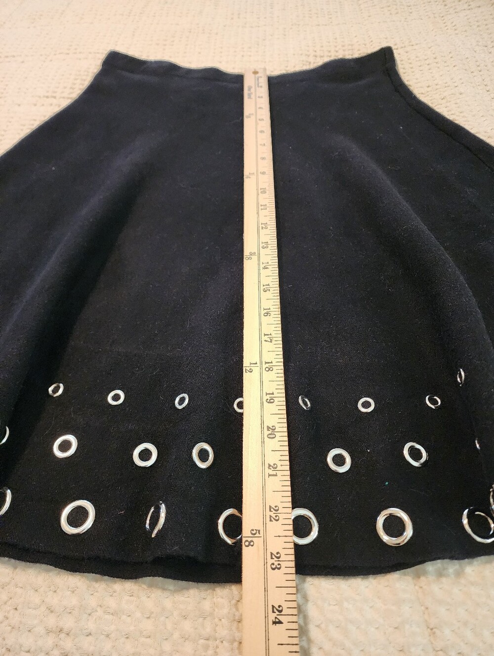 Sioni Black Skater/Circle Skirt with Silver Grommet Hem Elastic Waist XL Grunge - Picture 5 of 7